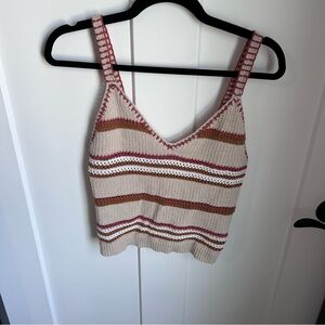Hem & Thread Women’s Crocheted Knit Striped Tank Top Size Large NWT